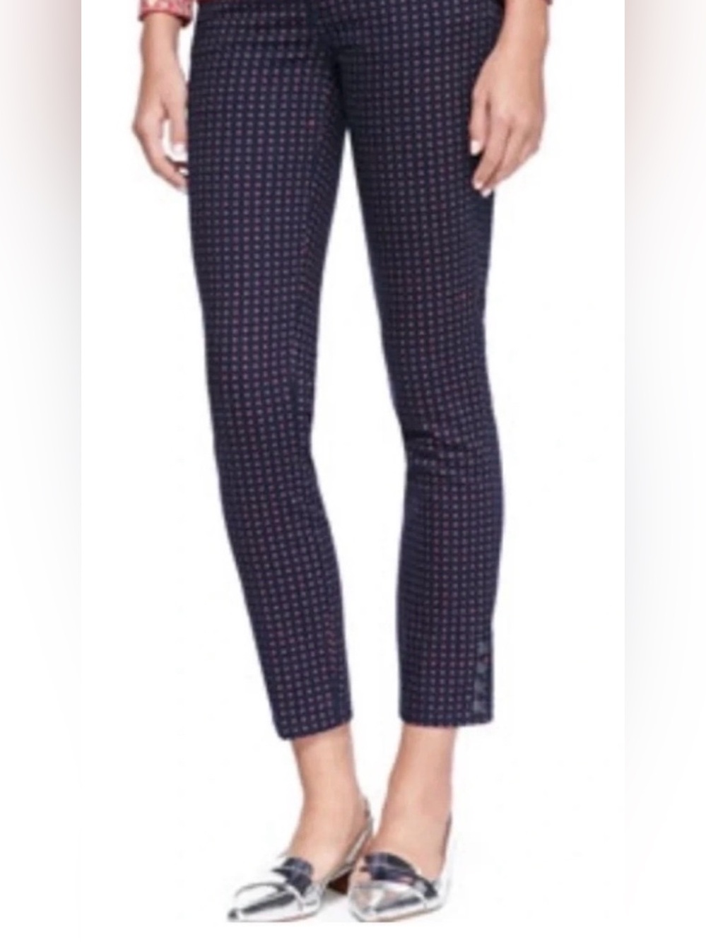 Tory Burch Emmy Navy “Daisy Dots" Printed Ankle Pants - Size 26